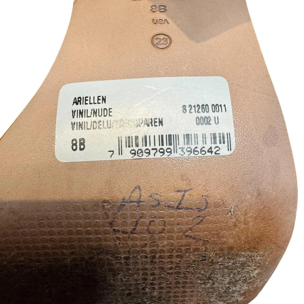 Schutz Shoes Womens Size 8 Beige Vinyl Ariellen Wedge Slide‎ Sandals Rhinestone
